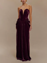 Strapless Velvet Maxi Dress - Plum Newgew Dresses